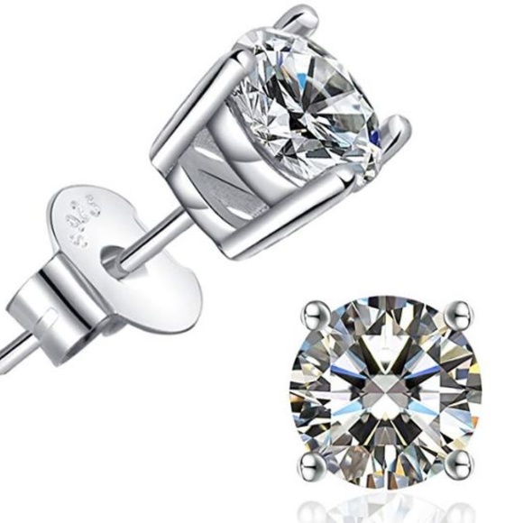 white topaz Other - White Topaz Studs 5mm 18k White GP